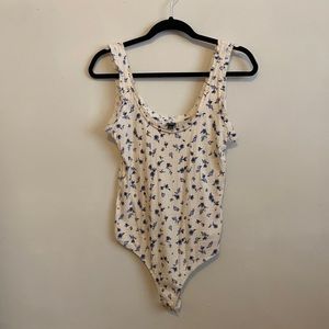 Off white floral tank top body suit